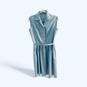 Vintage 1950’s Light Blue Cotton Sleeveless Shirtwaist Dress
